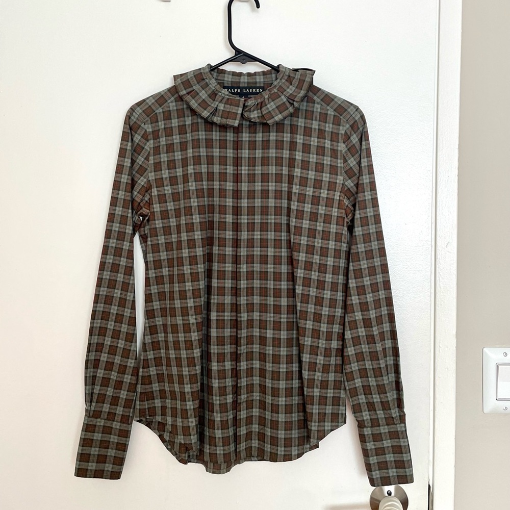 Ralph Lauren Brown and Green Casual Button Down Shirt